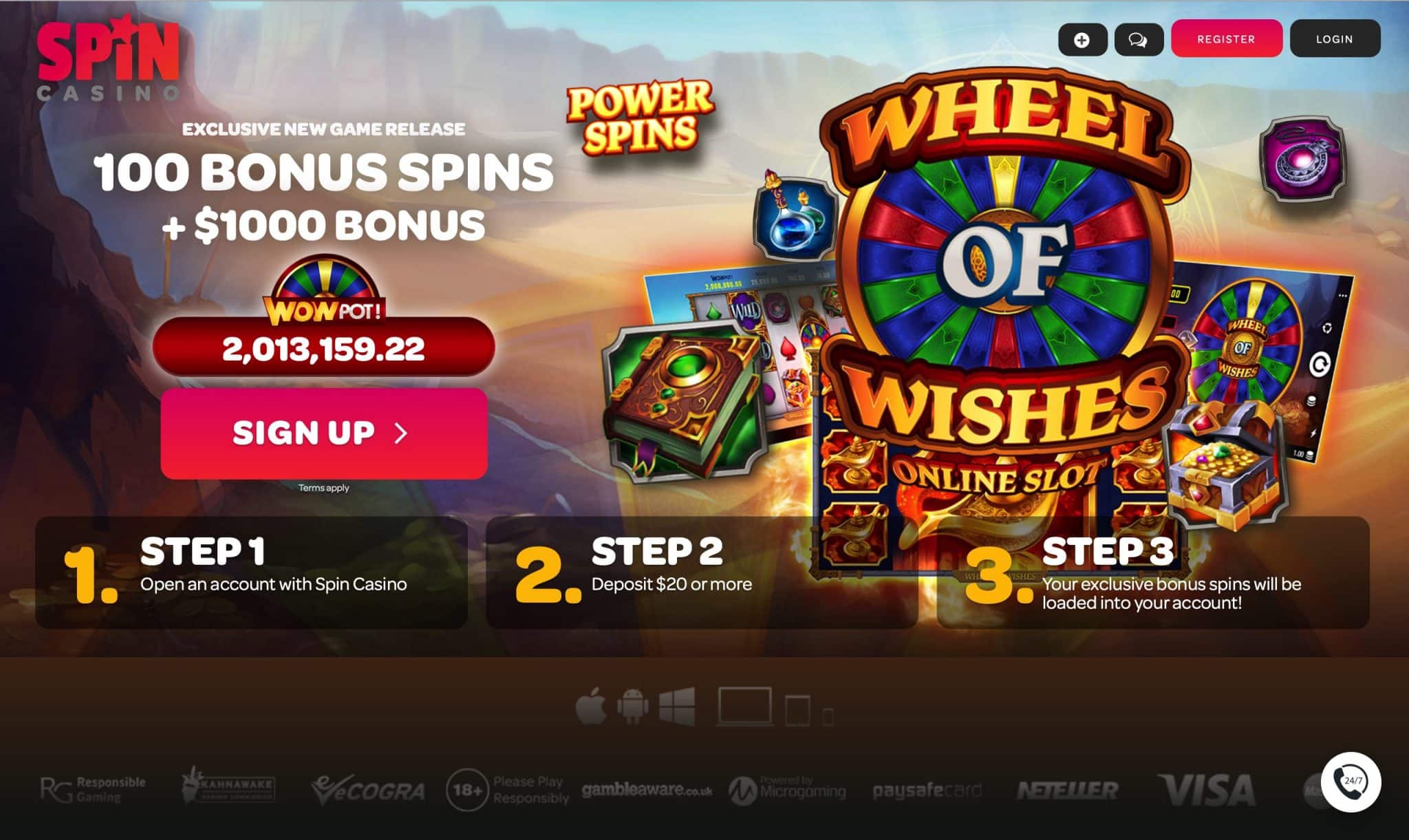 Spin Casino - spin and win to get a $1,000 free bonus
