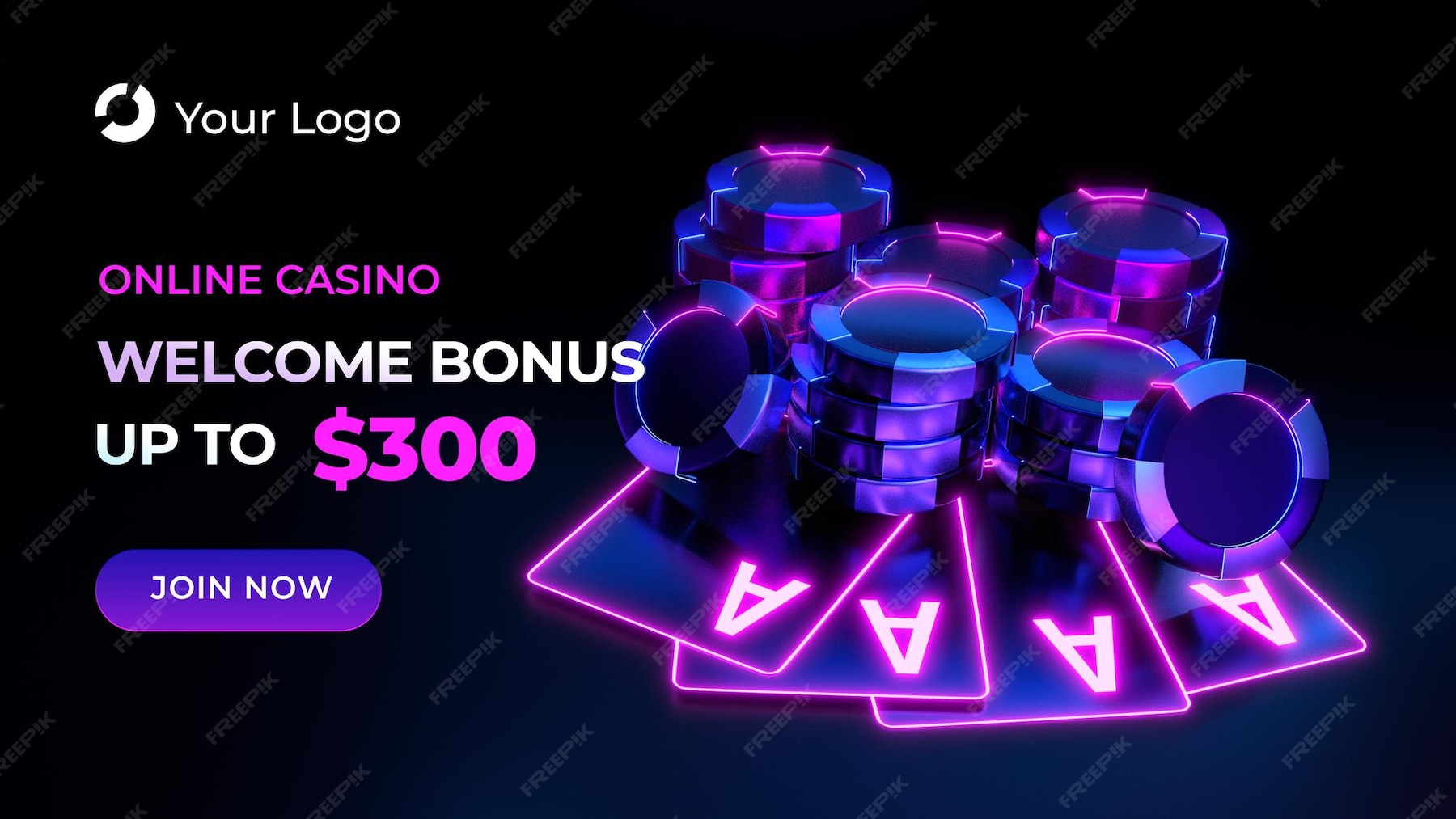 Premium PSD | Welcome bonus casino chips banner template