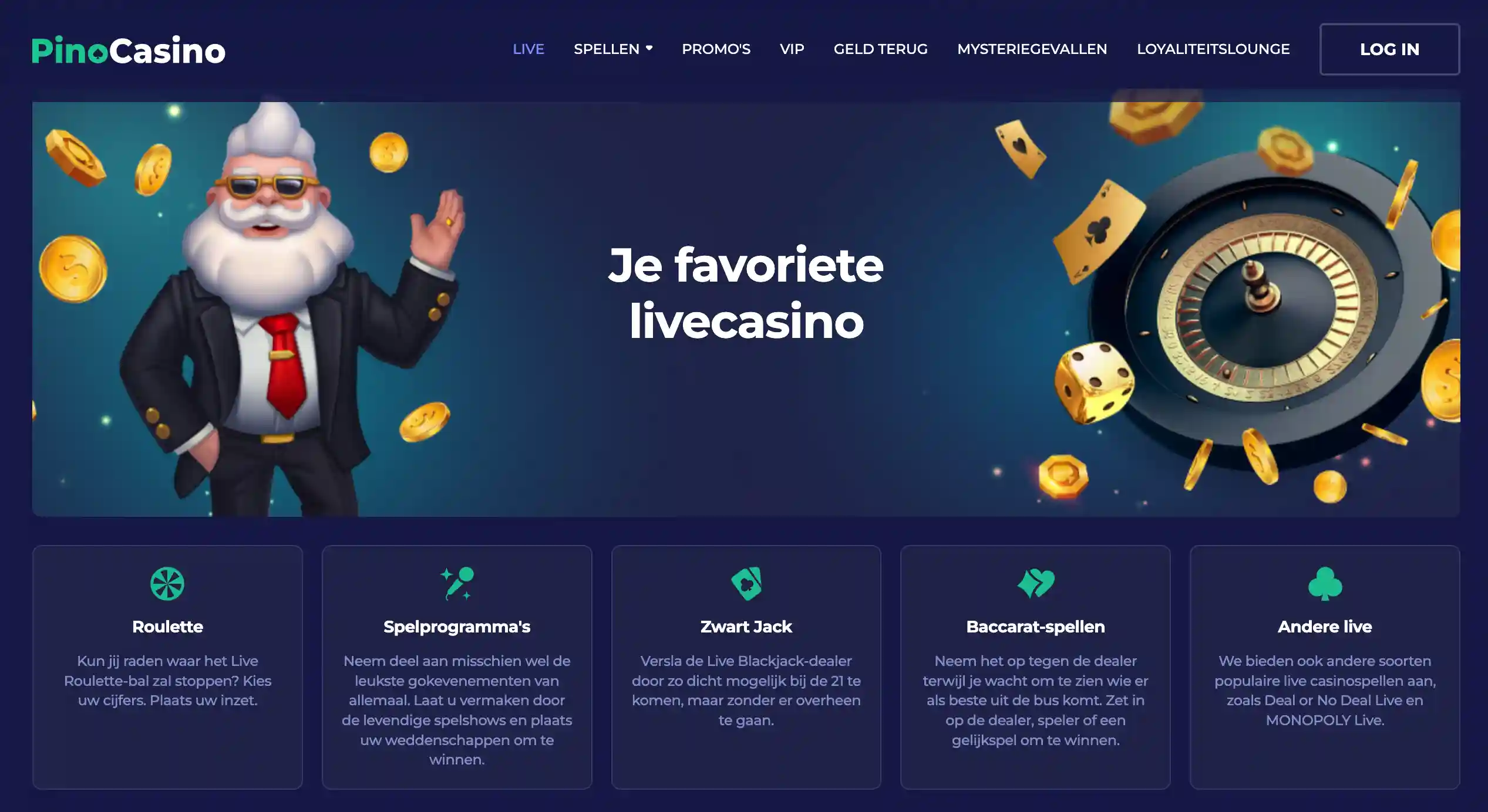 Pino Casino Live Spellen om Online Blackjack, Roulette, Poker, Baccarat ...